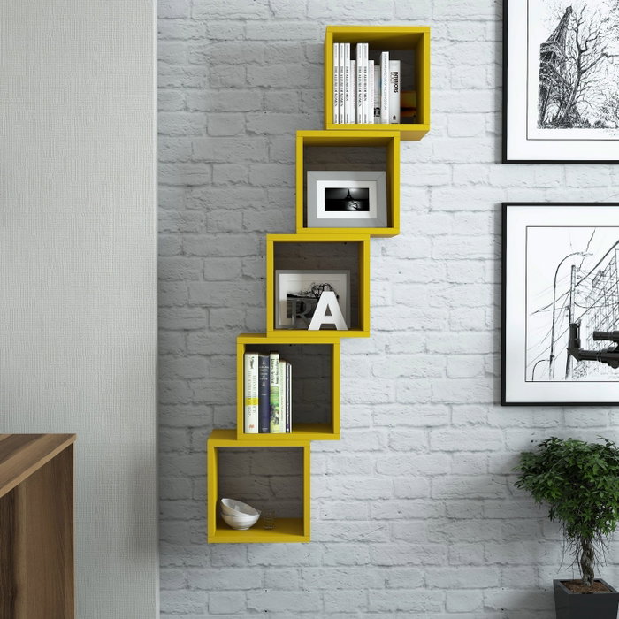 Hanah Home Estantería de Pared Bohemia Amarilla (5 Piezas) Hanah Home Estantería de Pared Bohemia Amarilla (5 Piezas)